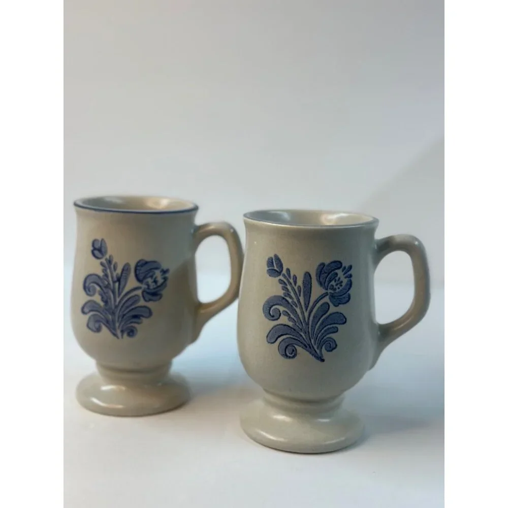 VTG Pfaltzgraff Yorketown Pedestal Mugs Set of 2 5
